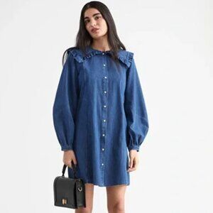 & OTHER STORIES Statement Collar Denim Mini Dress XS (34)